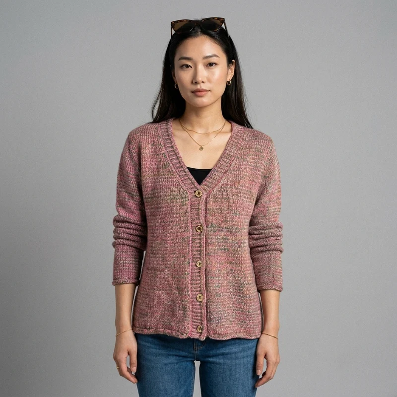 Cardigan Col V Boutonné