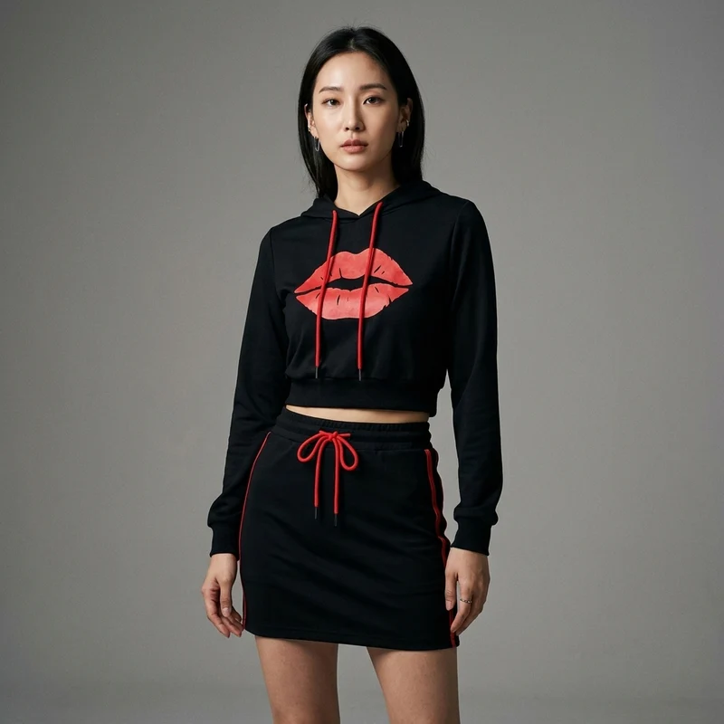 Ensemble Pull & Jupe Ruban Imprimé