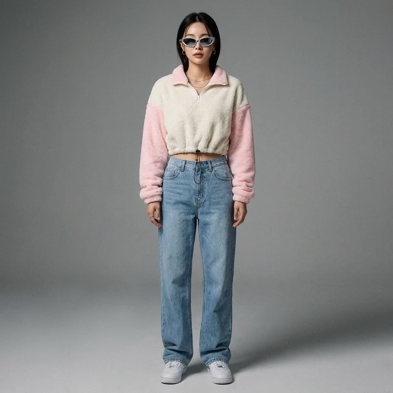 Sweat Velours Zippé Plissé