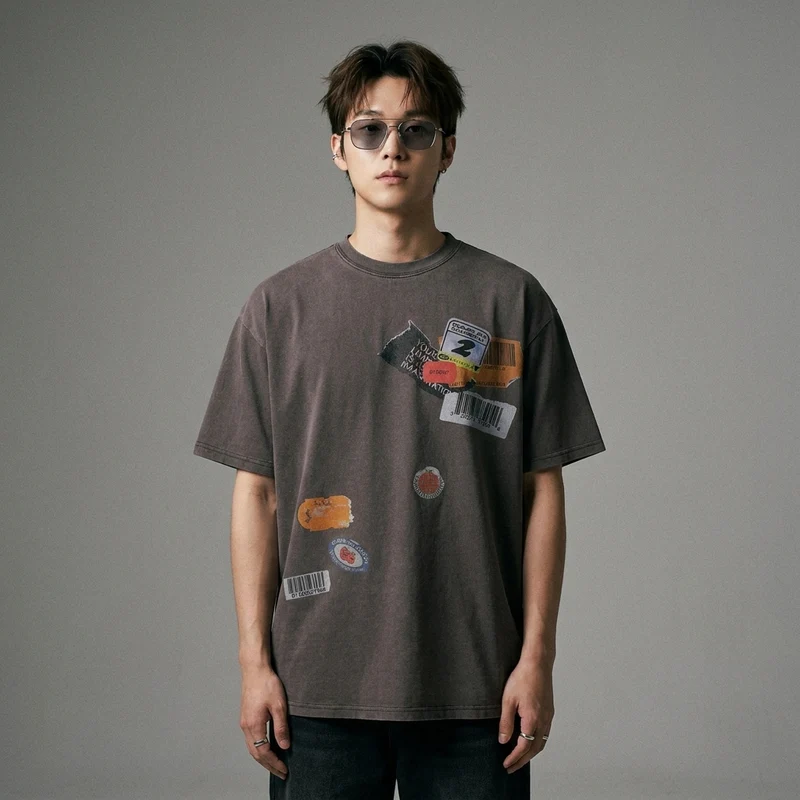 T-Shirt Oversize Emblème Délavé