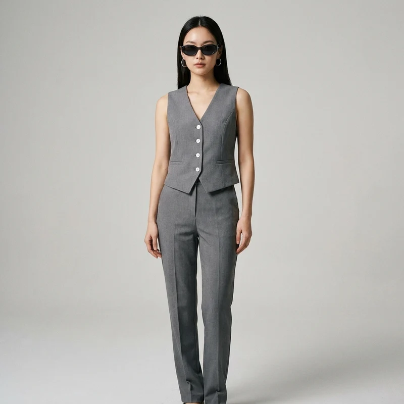 Ensemble Gilet Col V & Pantalon Droit