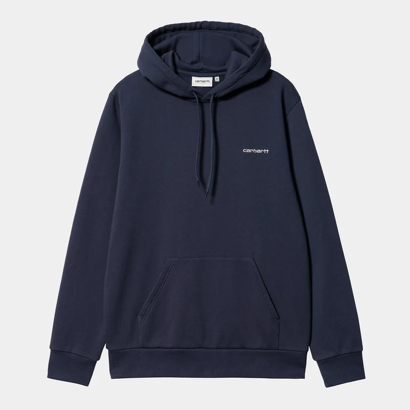 Carhartt WIP Man Script Broderi Sweat Hoodie - Blå / Vit