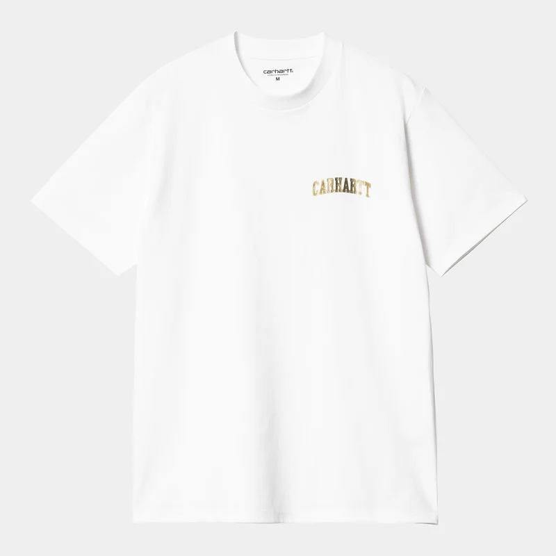 Carhartt WIP Ekologisk T-shirt från University Script för män - Vit / Guld