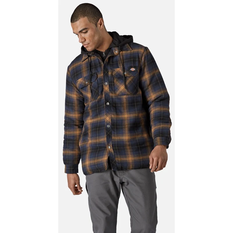 Dickies Flanellskjortajacka i fleecehuva för män - Mörkblå