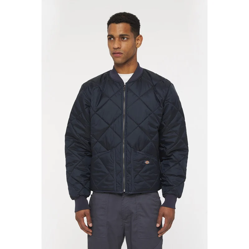 Dickies Diamond Quilted Nylonjacka för män - Marinblå