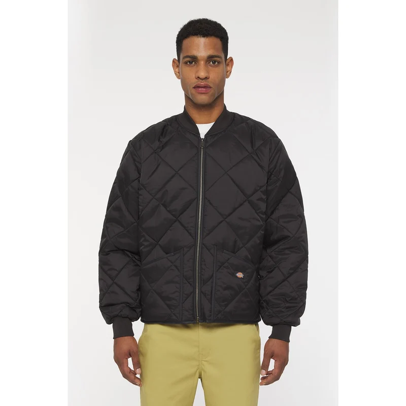 Dickies Diamond Quilted Nylonjacka för män - Svart