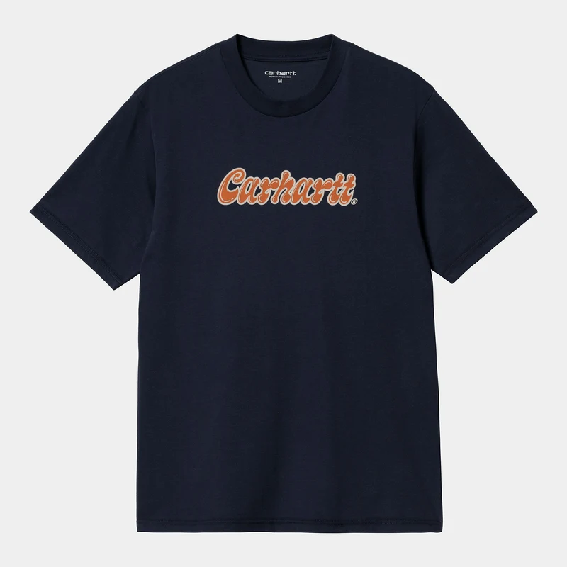 Carhartt WIP Liquid Script kortärmad ekologisk T-shirt för män - Blå
