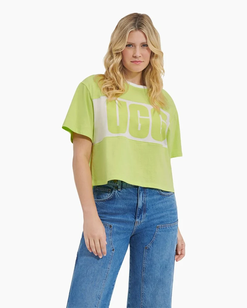 UGG Jordene Colourblock Logotyp T-shirt för kvinnor - Vibrant Green
