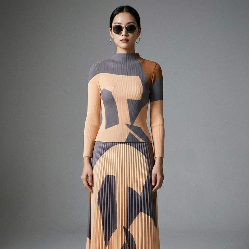 Ensemble Plissé Bicolore Tendance