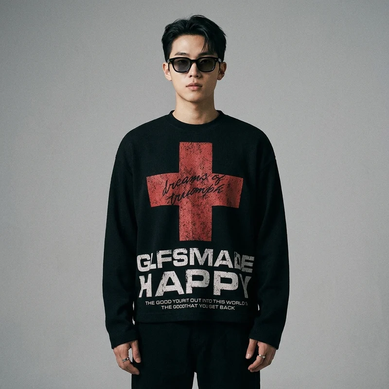 Hoodie Oversize Imprimé Géométrique