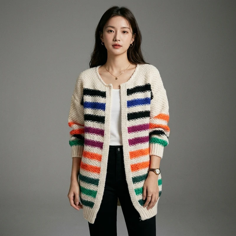 Gilet Tricoté Arc-en-ciel
