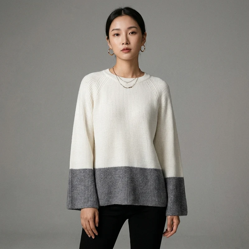 Pull Col Rond Bicolore