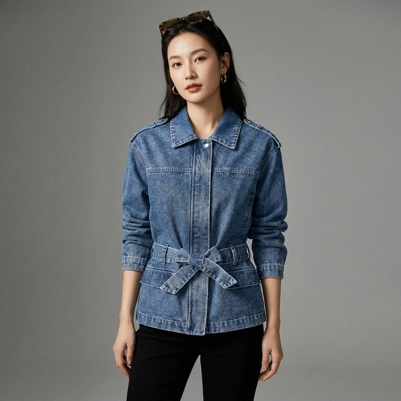Veste Denim Ajustée Manches Longues