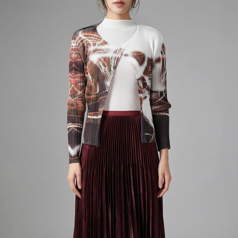 Veste Courte Imprimée Manches Longues