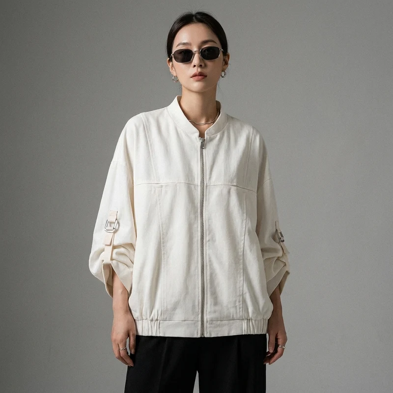 Veste Légère Col Rond Zippée