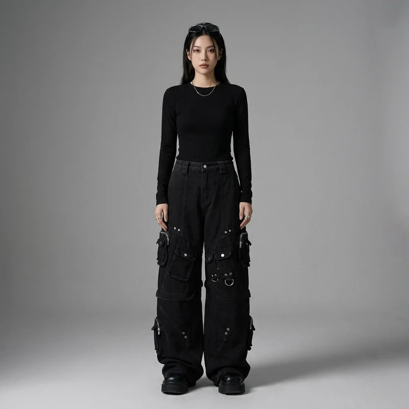 Pantalon Cargo Denim Ample