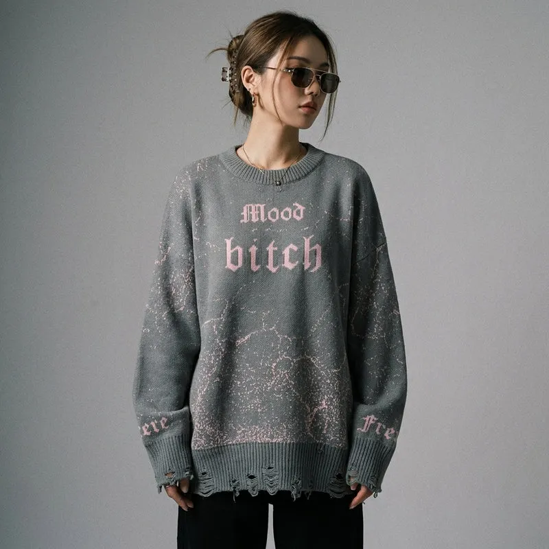 Pull Tricot Oversize Distressed