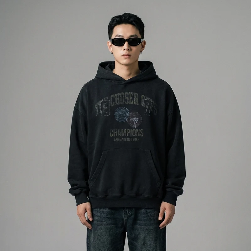 Sweat à Capuche Oversize Logo Dégradé