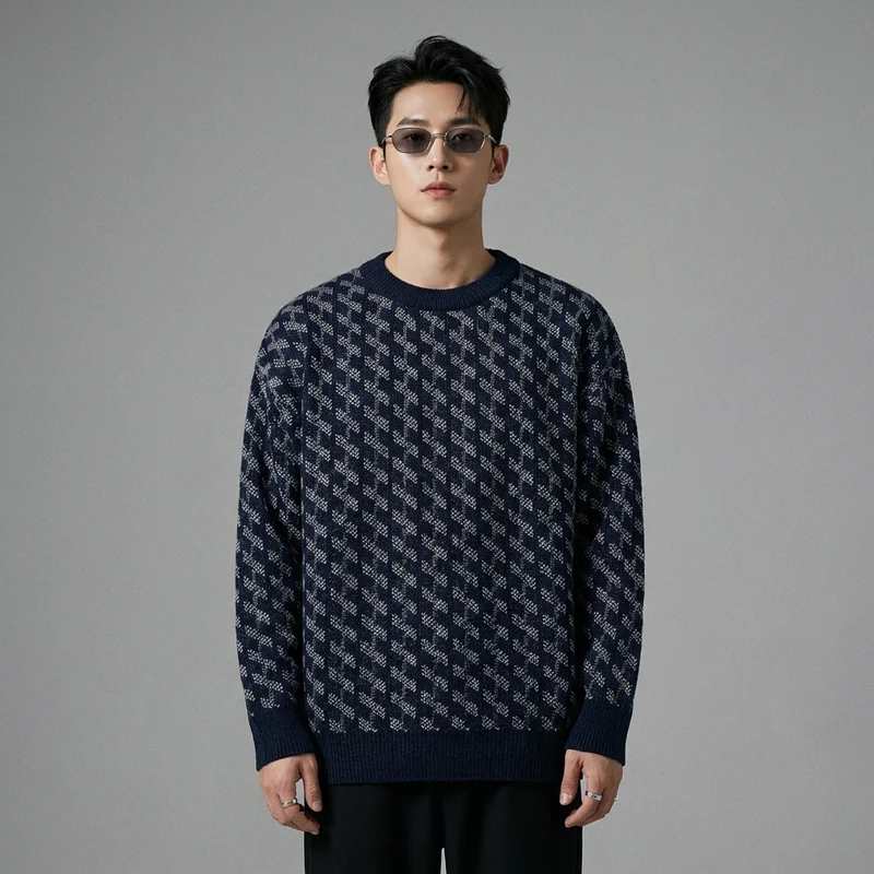 Pull Jacquard Géométrique Ample