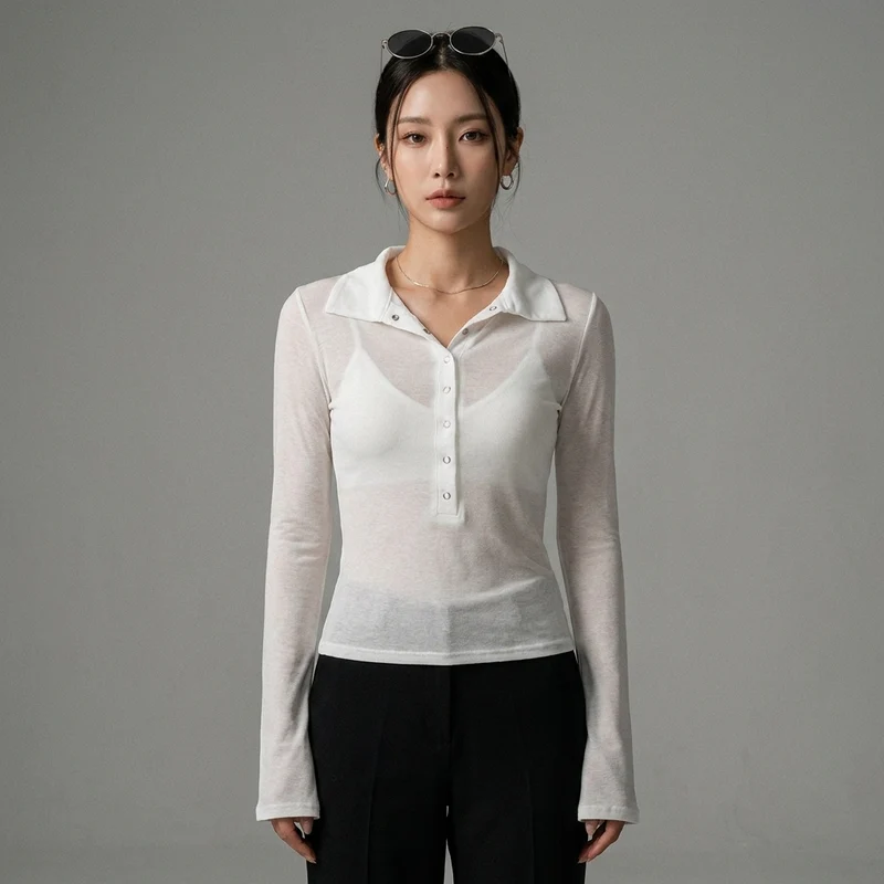 T-shirt Transparent Col Polo