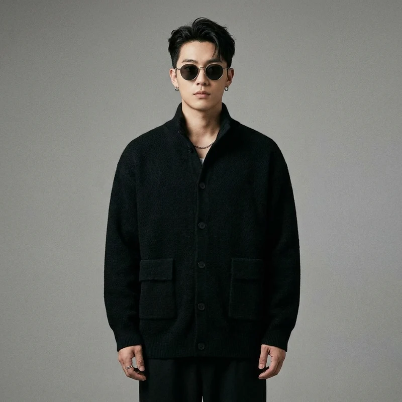 Cardigan Col Montant Texturé