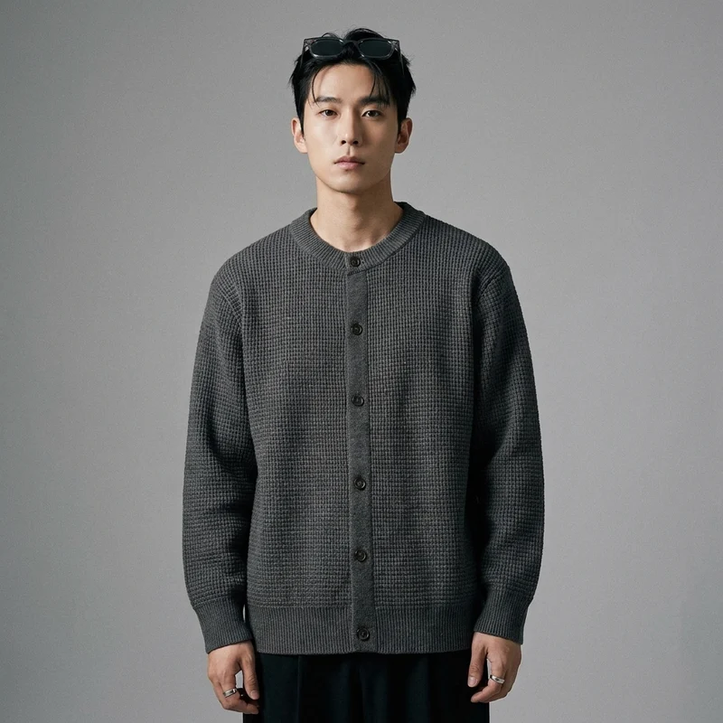Cardigan Boutonné Col Rond Ample
