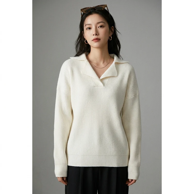 Pull Col Revers Maille Chic
