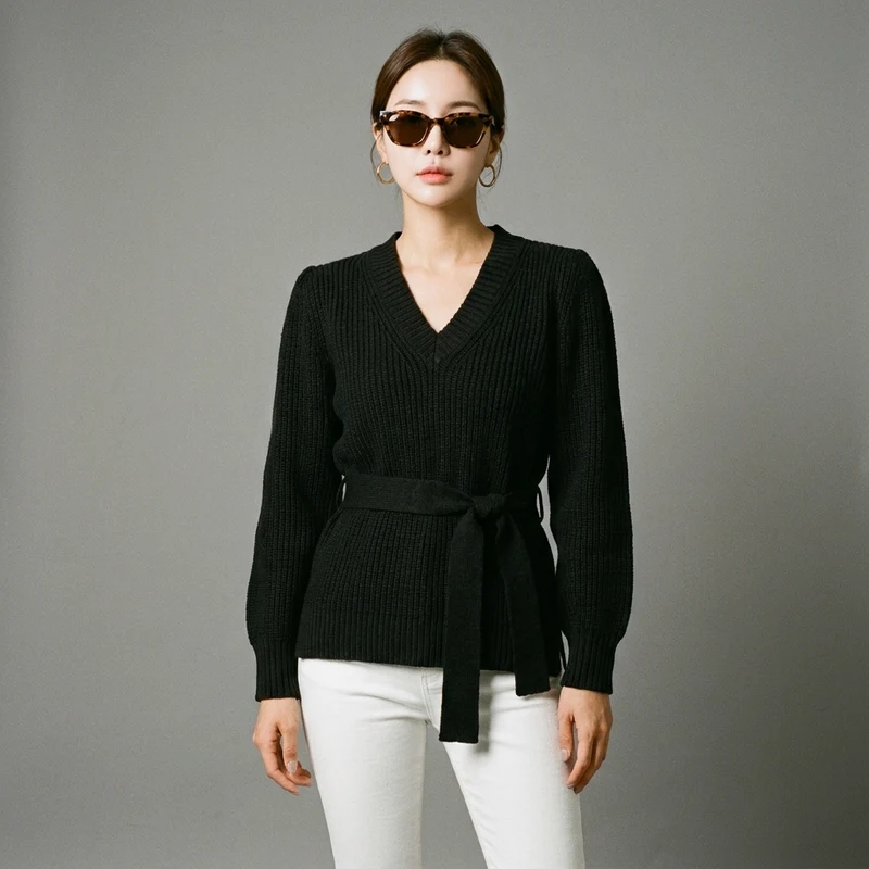 Pull Col V Ajusté Hiver