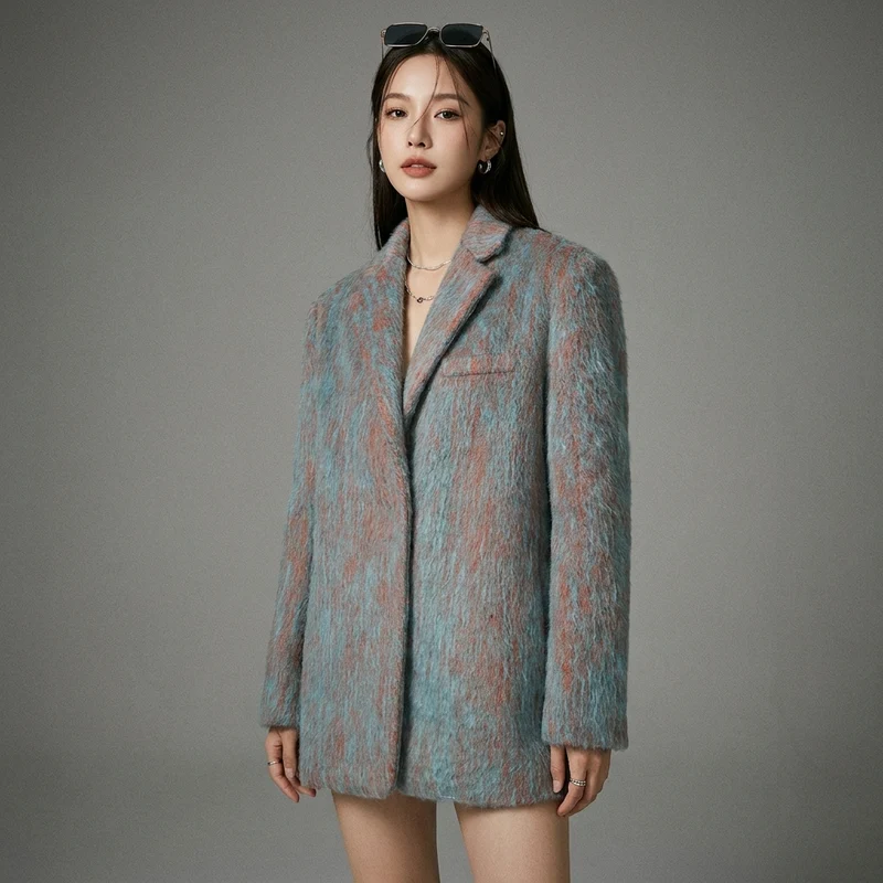 Blazer Streetwear à Col Cranté
