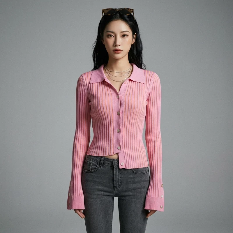 Cardigan Rayé Tricoté Élégant