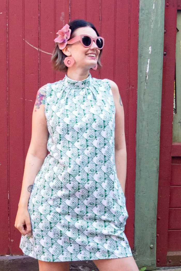 Klänning Helga - Shoal of fish green