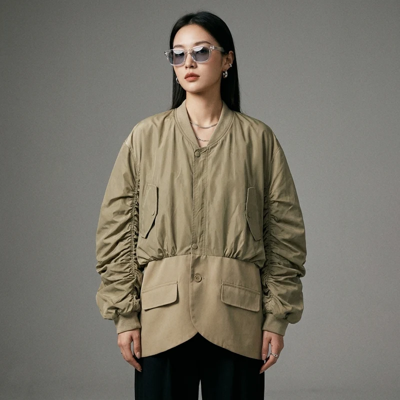 Veste Zippée Irrégulière Unie