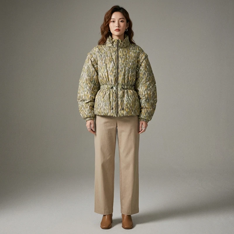 Veste Courte Zippée Imprimée