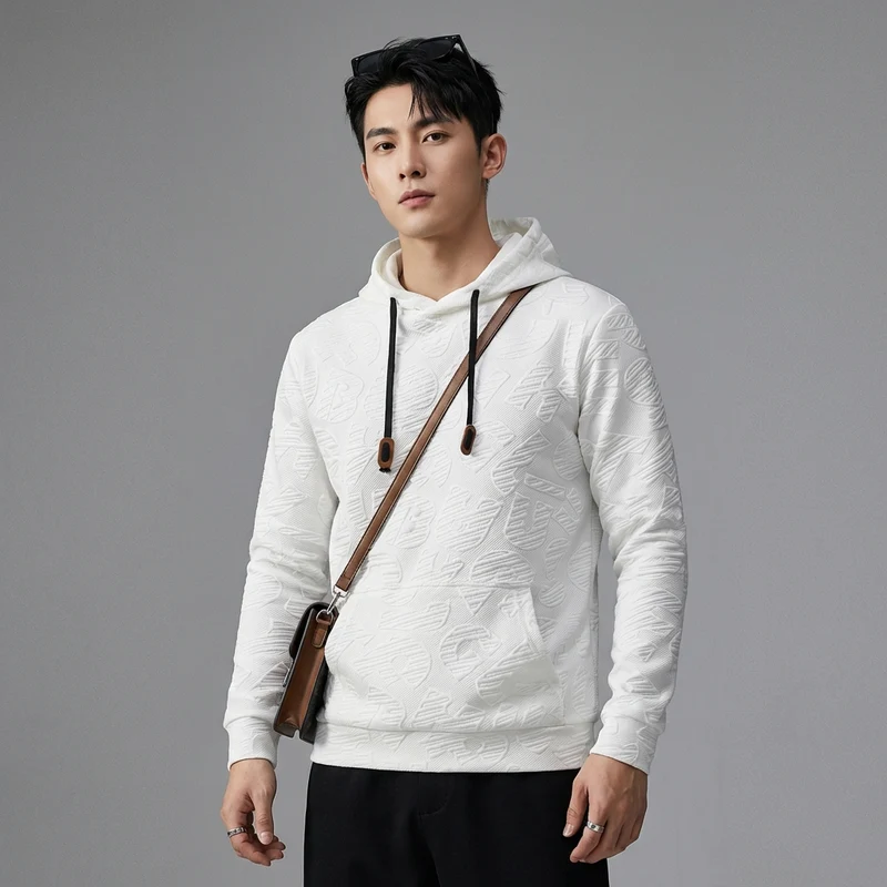 Sweat à Capuche Jacquard Carreaux