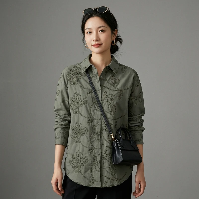 Chemise Oversize Vert Émeraude