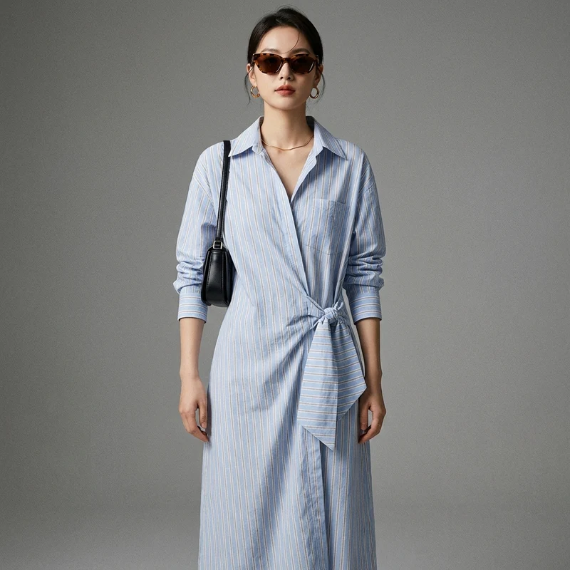 Robe Chemise Rayée Longue