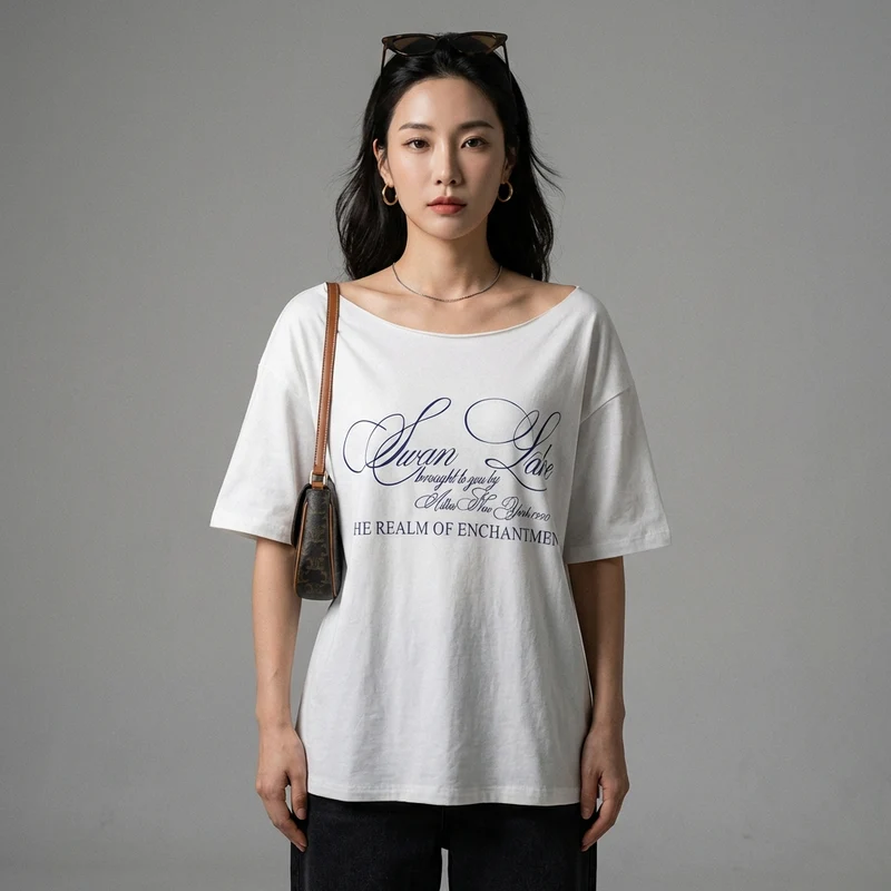 T-Shirt Loose Épaule Dénudée