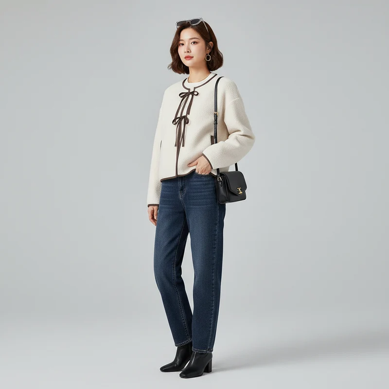 Veste Col Rond Bordure Contrastée