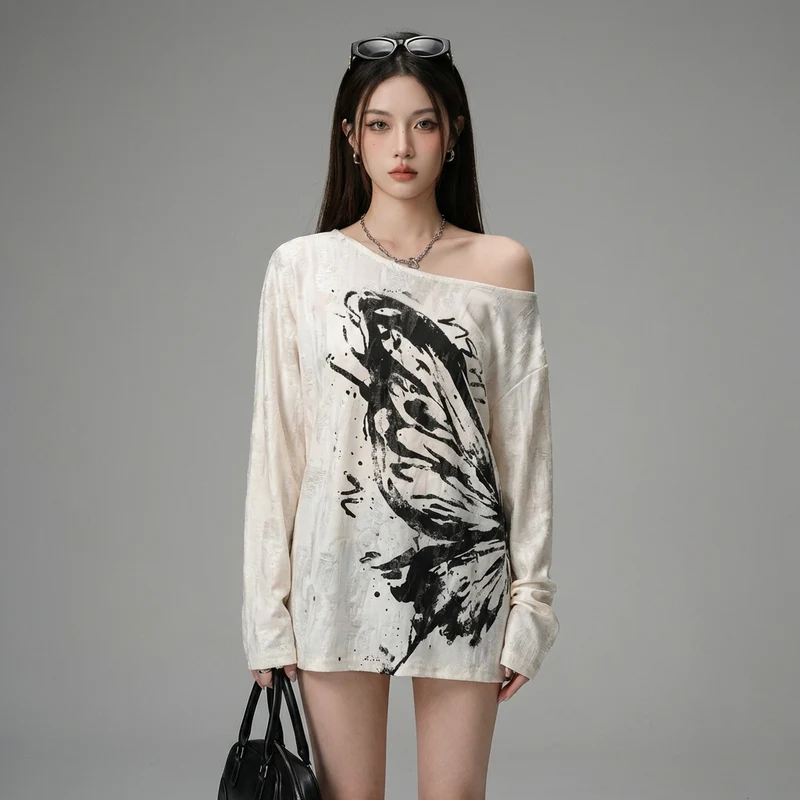 Chemise Col Oblique Imprimé Papillon