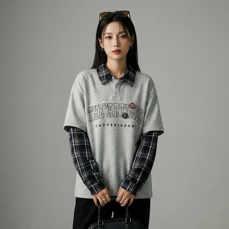 Sweatshirt Col Polo Décontracté
