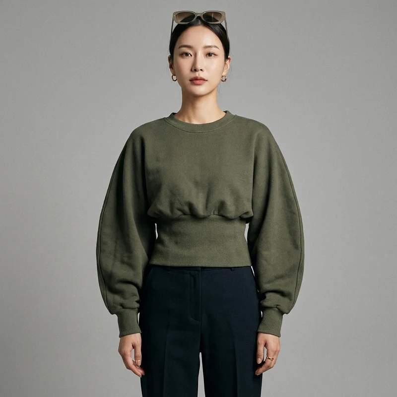 Sweat-shirt Vert Col Rond
