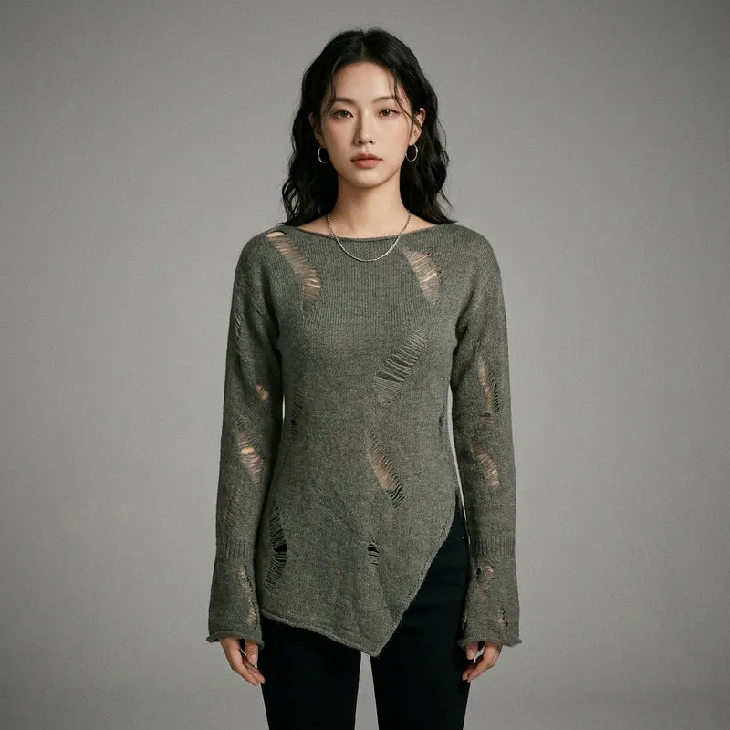 Pull Col Rond Fendu Tendance