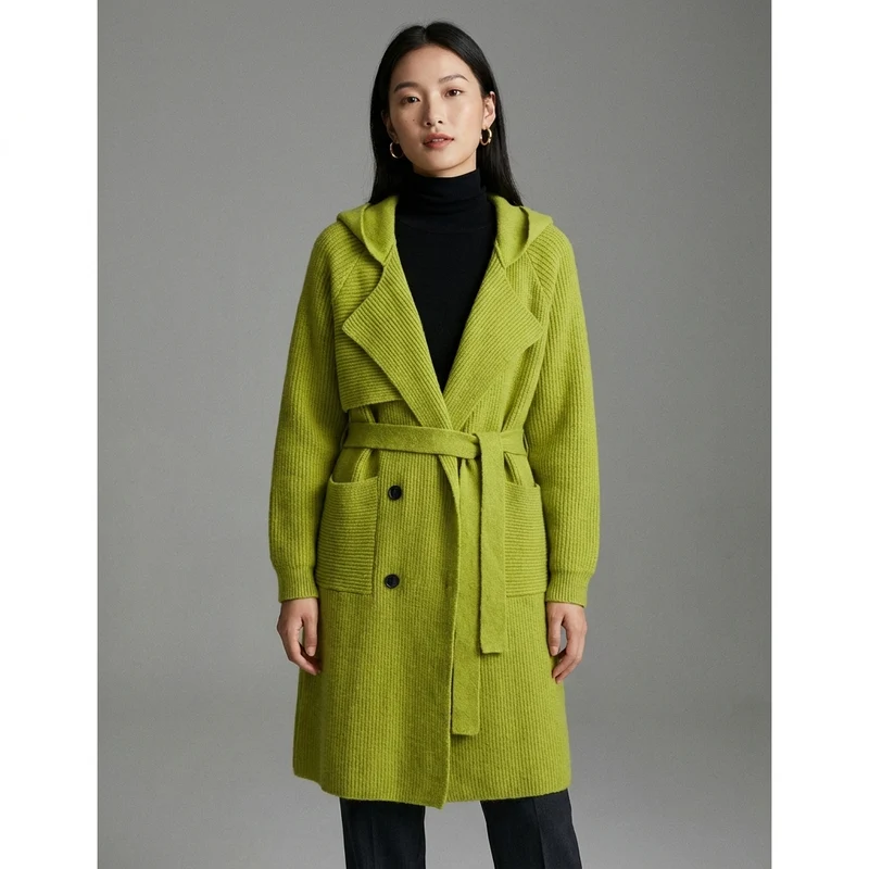 Cardigan Long Tricoté Ceinturé