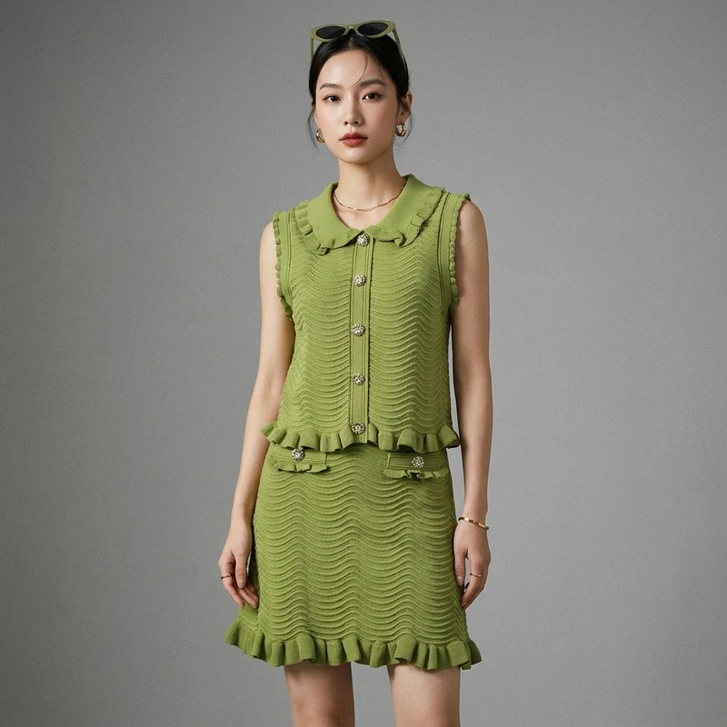 Ensemble Top et Jupe Vert Olive