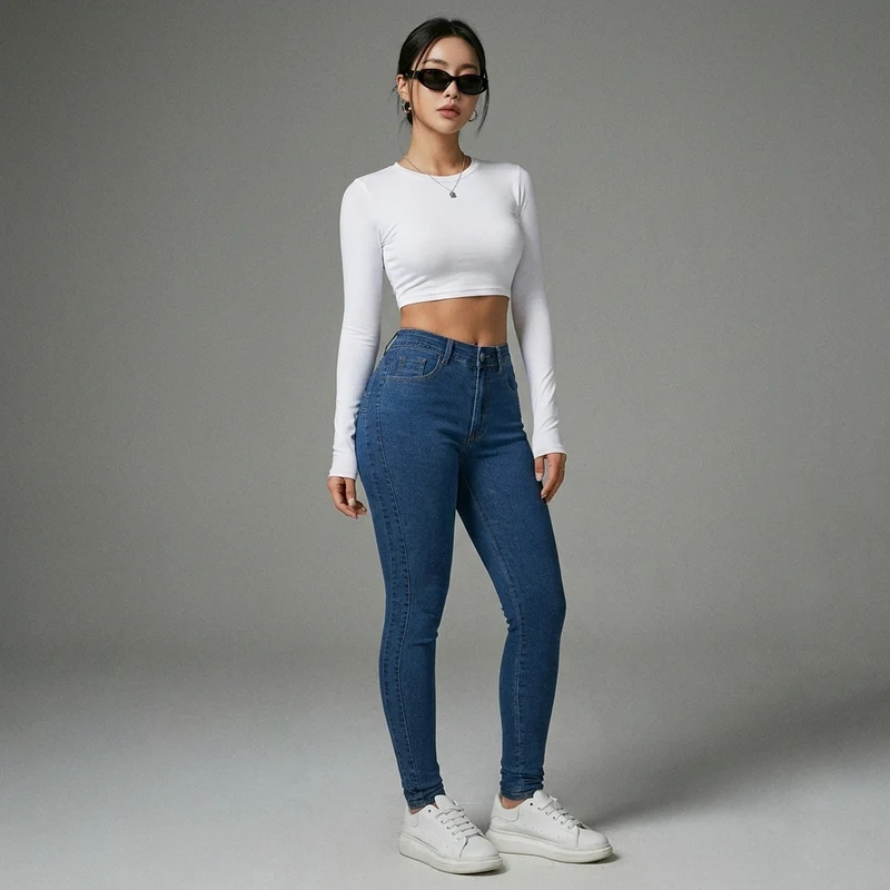 Jean Skinny Taille Haute Élastique