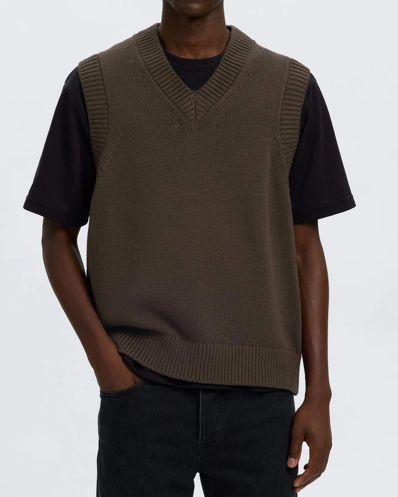 Braun Heavy Knit Väst