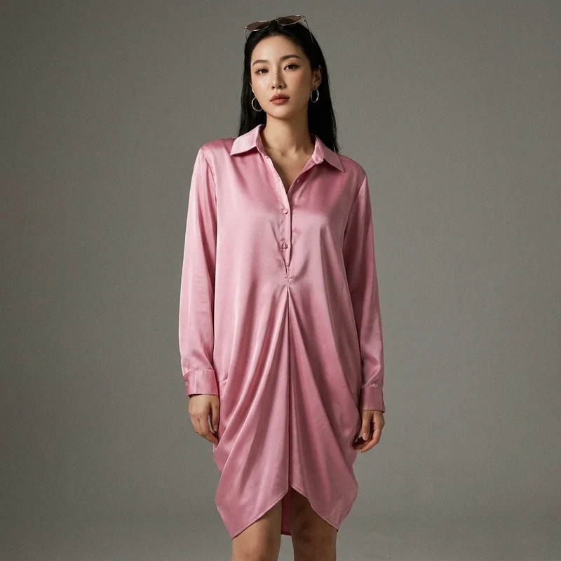 Robe Chemise Élégante Plissée