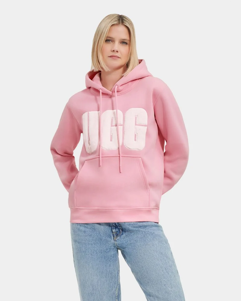 UGG Dam Rey Fuzzy Logo Hoodie - Bloom