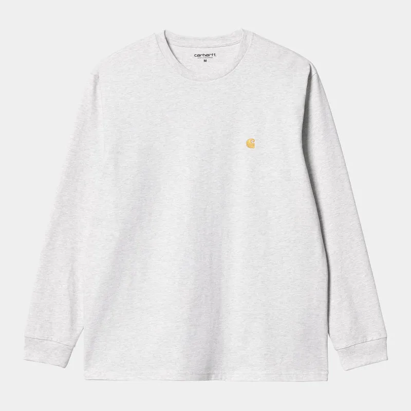 Carhartt WIP Chase långärmad t-shirt för män - Ash Heather