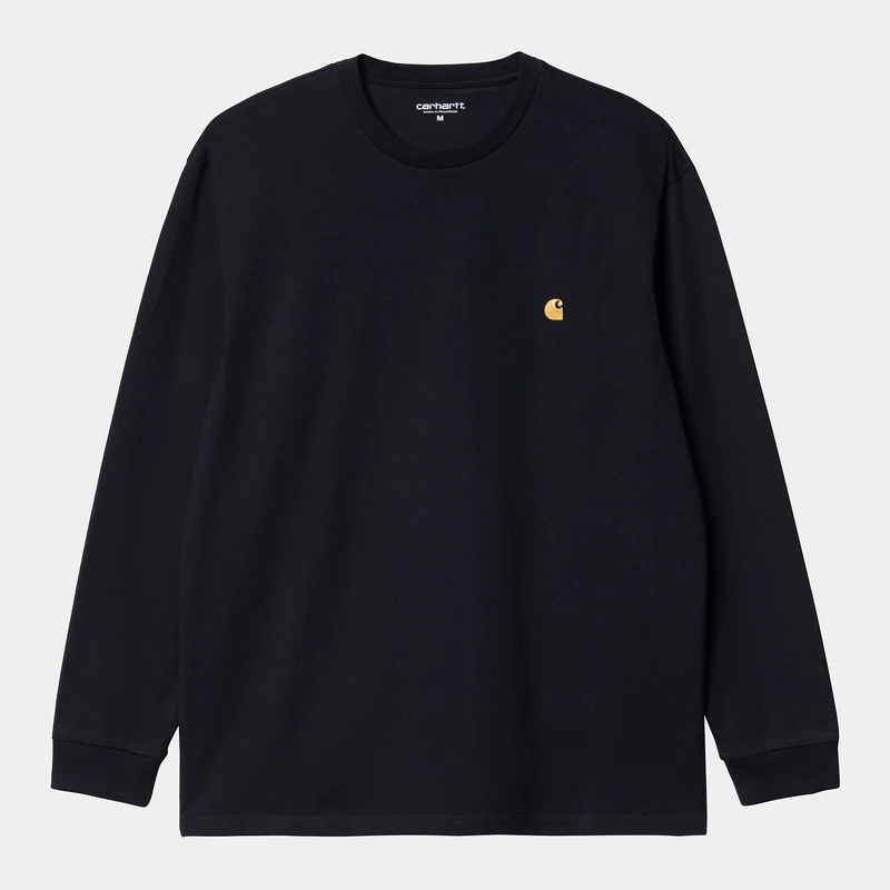 Carhartt WIP Chase långärmad t-shirt för män - mörk marinblå